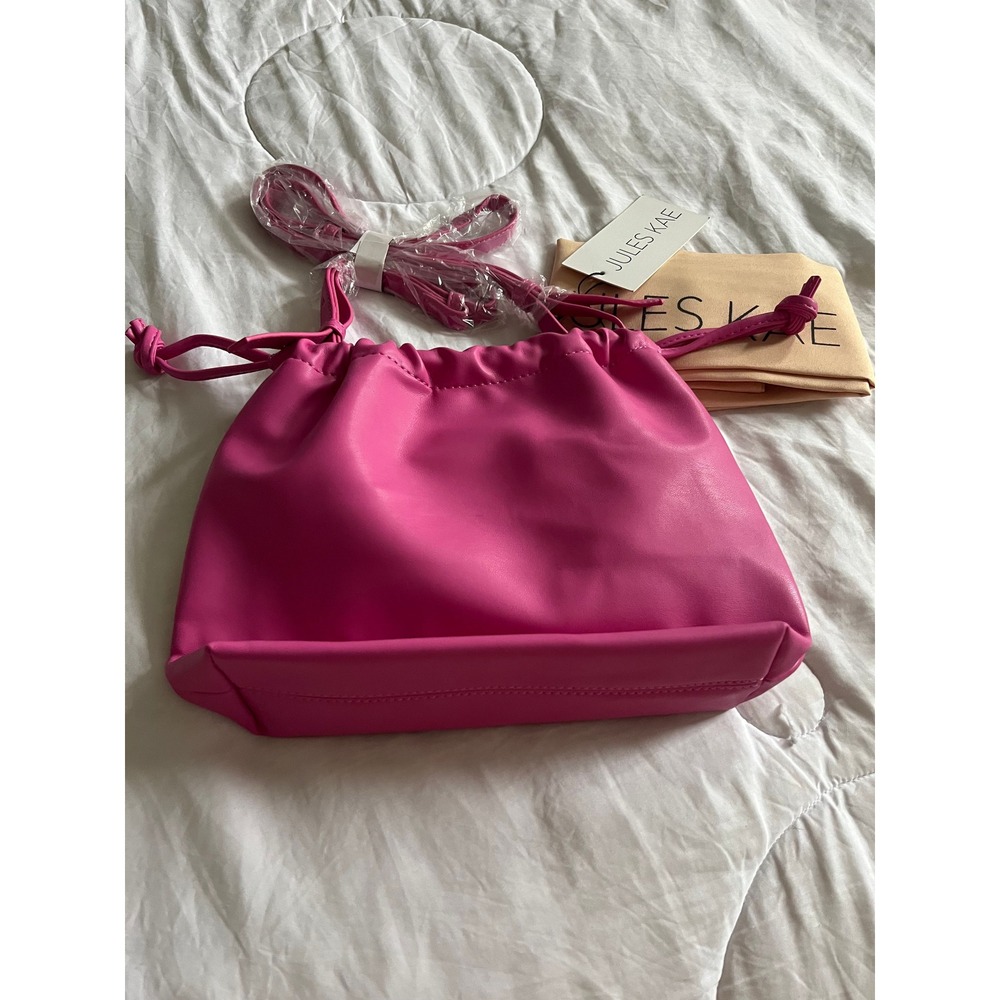 NWT Jules Kae Handbag Brea Faux leather Pink clutch bag with crossbody strap